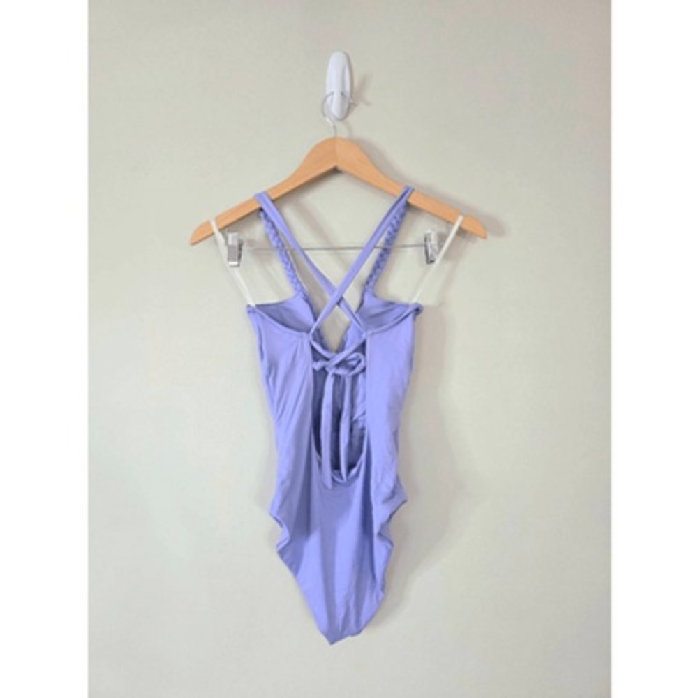 Soluna Swim Braided Maillot One Piece Swimsuit Periwinkle Blue Size Small NEW - Picture 5 of 9